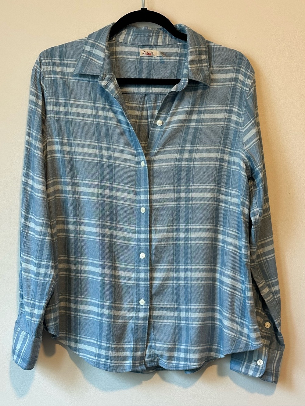 Faherty Brand Blue Plaid Flannel Shirt Button up Size Small